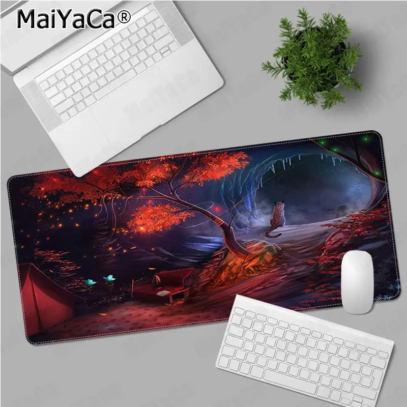 

MaiYaC Fantasy Forest Green Landscape Tree Keyboards Mat Rubber Gaming mousepad Mat Size for CSGO Game Player Desktop Computer