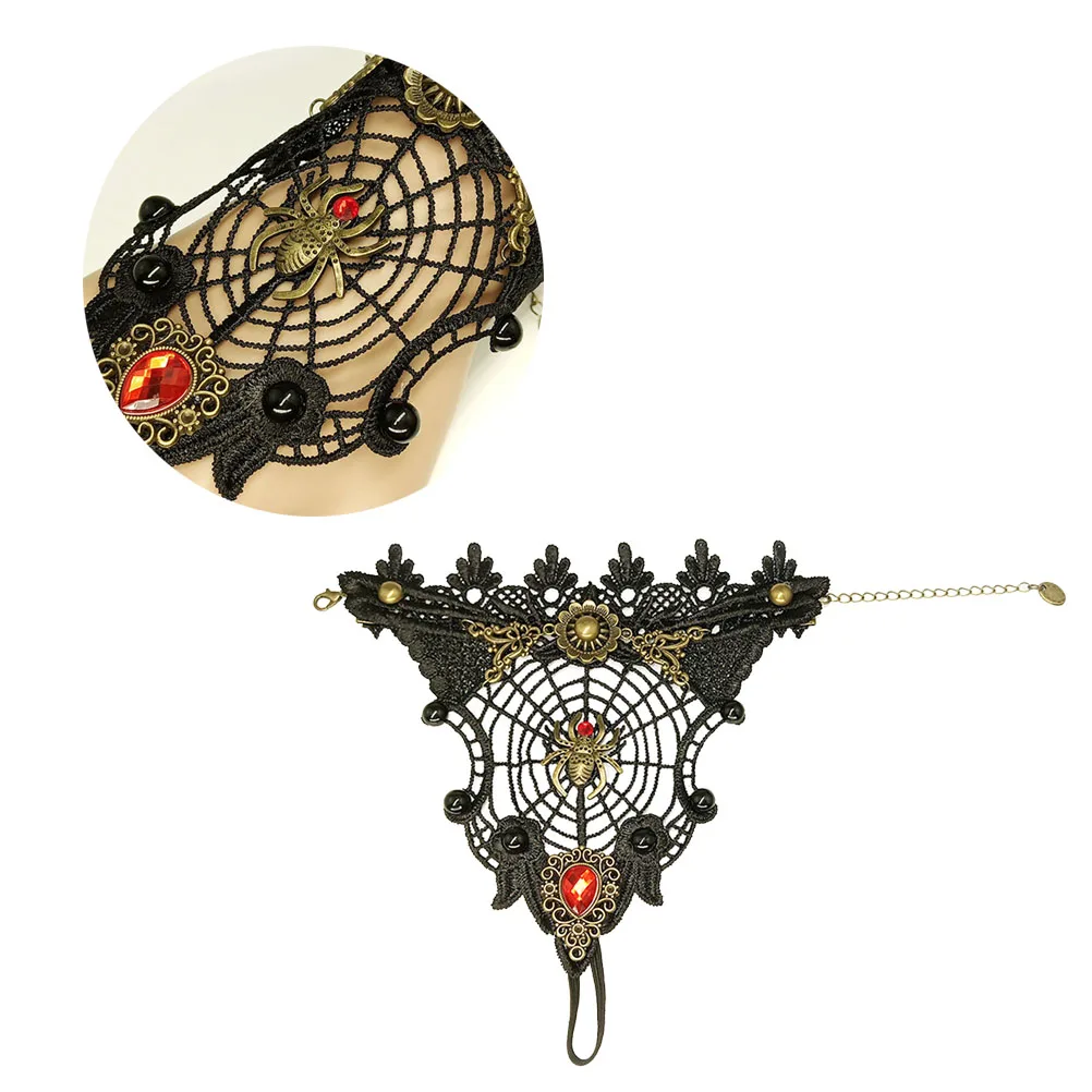 1 шт. новые европейские и американские винтажные браслеты паутины черные кружевные женские с подвесками