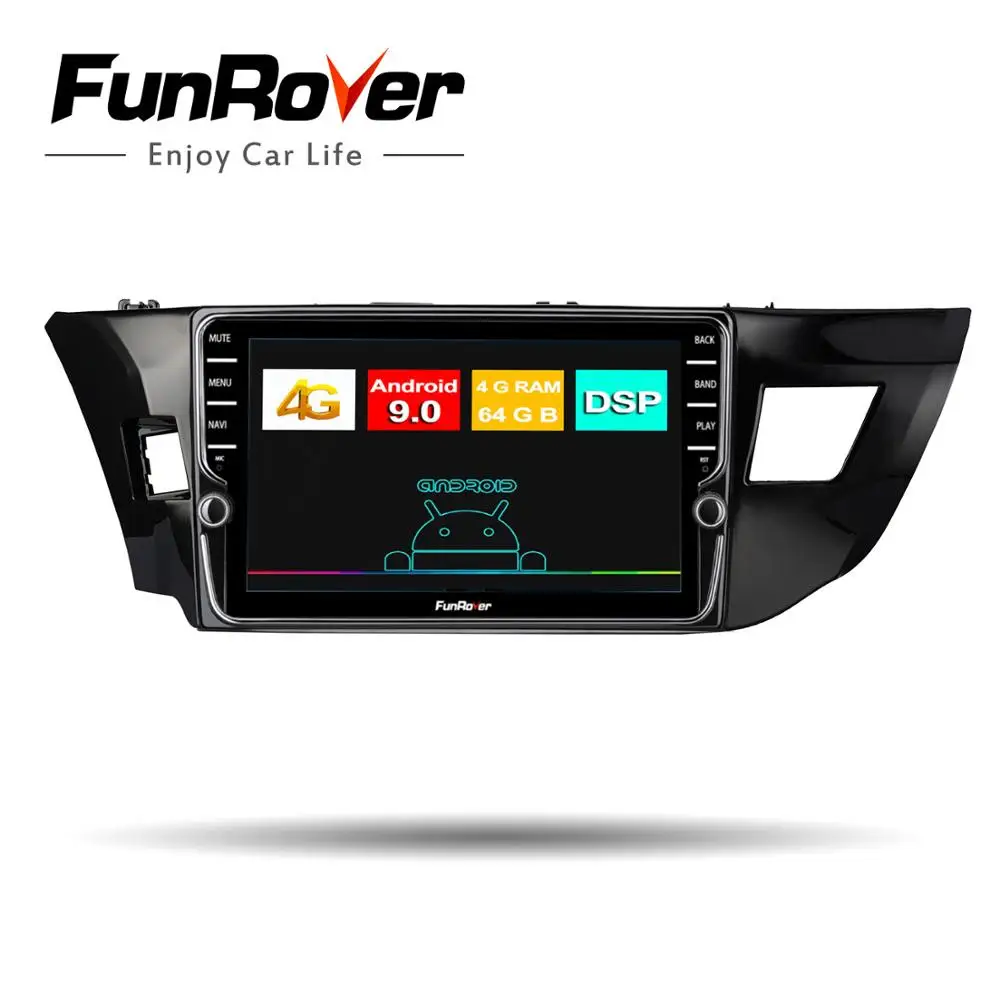 Funrover " android 9,0 2 din Автомобильный Радио мультимедийный плеер для toyota corolla 2013 dvd gps навигация DSP 4G 64G SIM BT