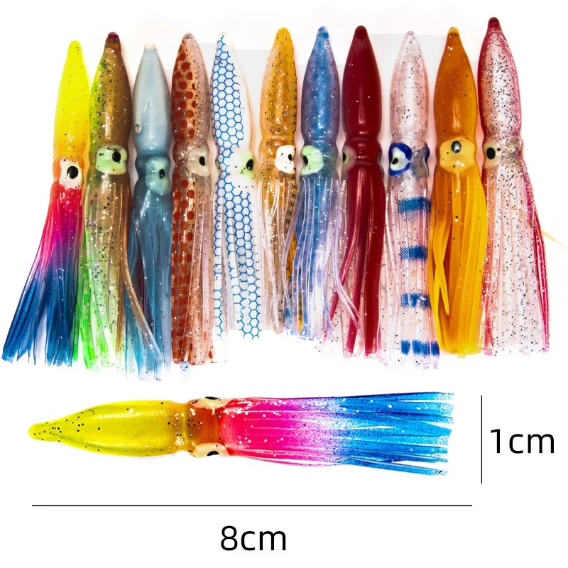 10 шт./пакет рыболовная приманка резиновая юбка кальмара 8 см Осьминог Мягкие