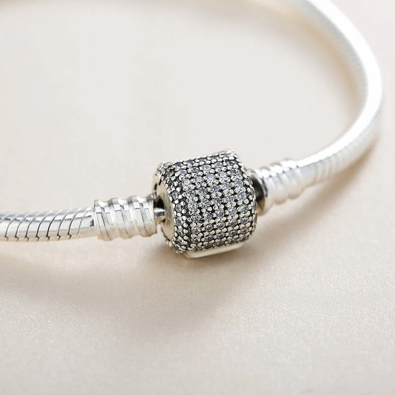 

AAA CZ Flower 925 Silver Snake Bracelet Basic Original Beads Charm Bracelets for Women Fit European DIY Jewelry Making