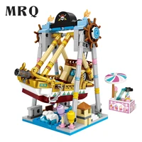 mini amusement park series figures gift for girl diy toy bricks playground jumping machine bumper car toys a carousel plastic