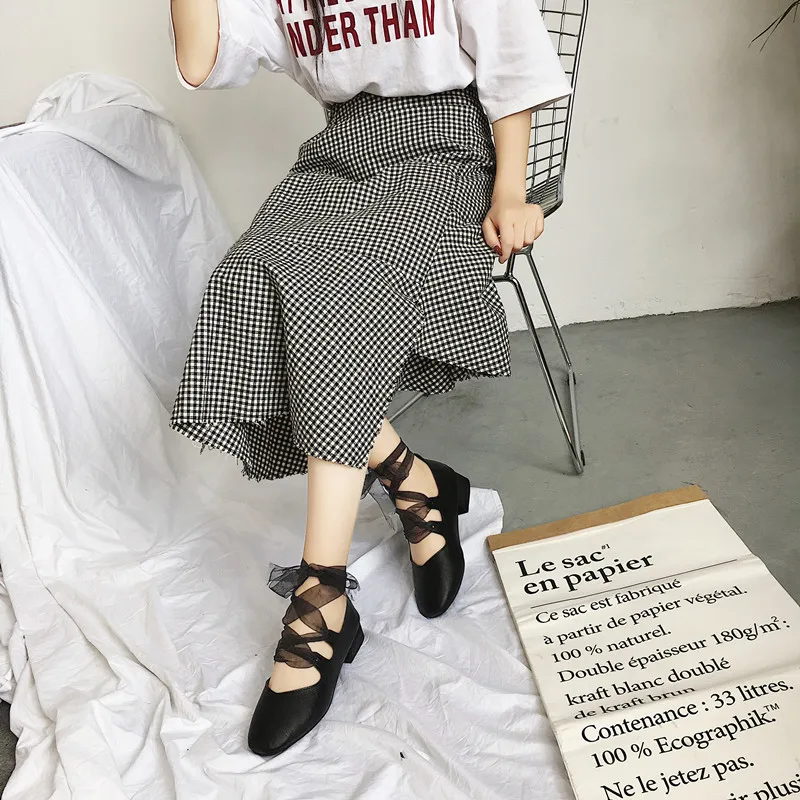 Women Fashion Sweet Flat Candy Color Ribbon Cross Strap Buckle Fairy Style Ballet Shoes Square Head Ladies U19-18 | Обувь