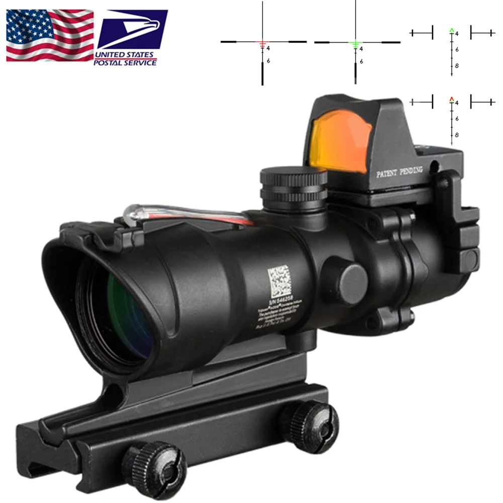 Оптический прицел 4X32 оптический CAHEVRON сетка волоконно-зеленая красная с RMR Mini red Dot
