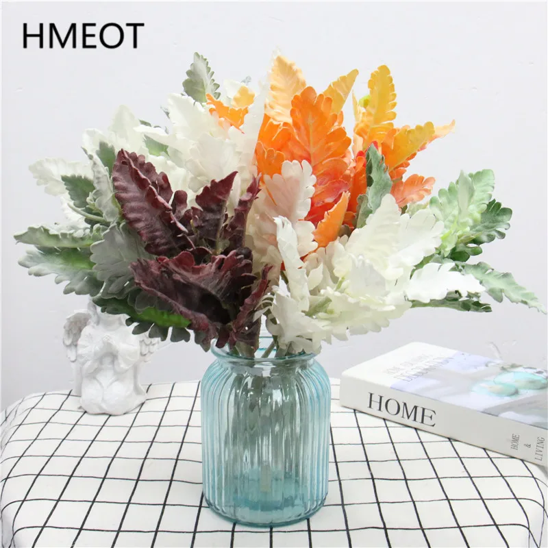 Искусственные цветы Серебряные Листья искусственные для домашней свадьбы