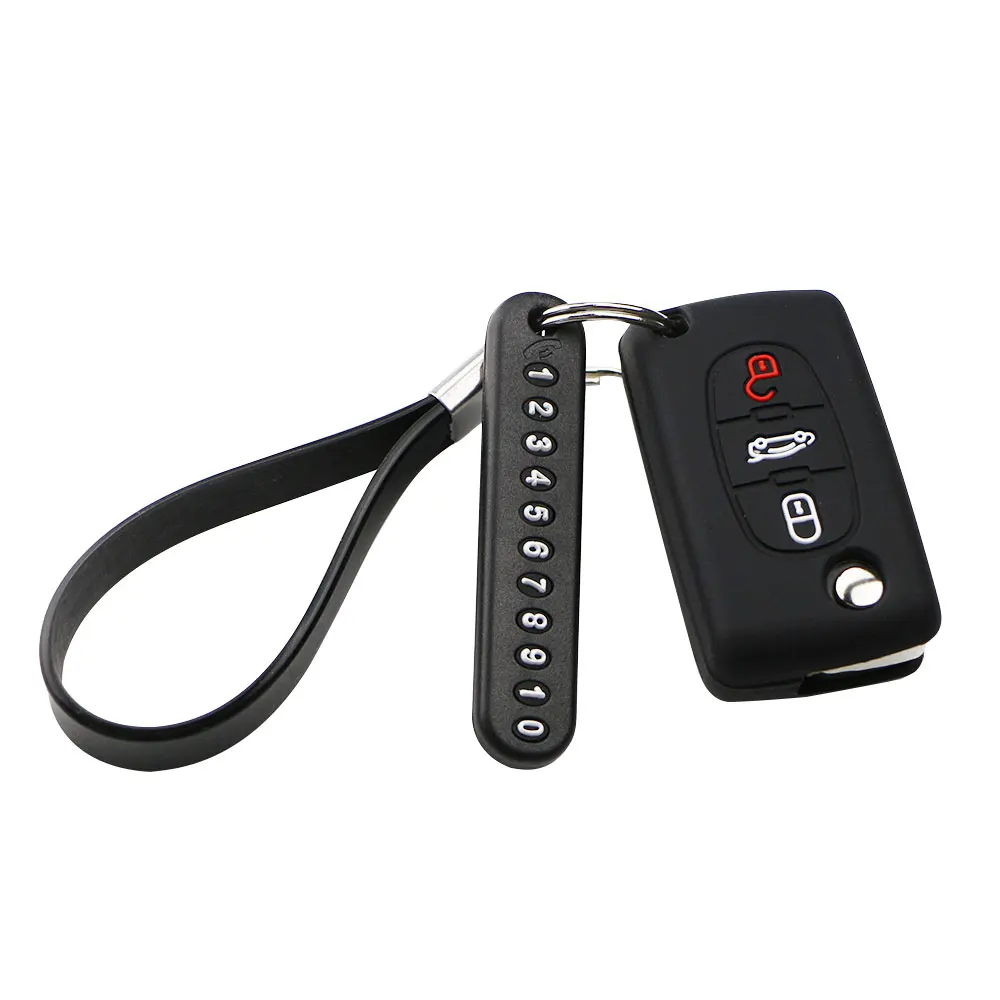 3 Button Black Автомобильный складной ключ силиконовый чехол для PEUGEOT 407 307 308 607 для Citroen C4 C5 дистанционный брелок крышка Защита Набор телефонная карточка - Название цвета: 3 Button Black