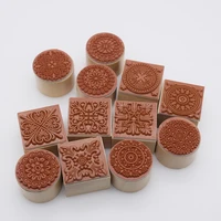 3cm square round emboss stamp baroque mandala lace texture sculpture model ceramic polimerica pottery polymer clay tools