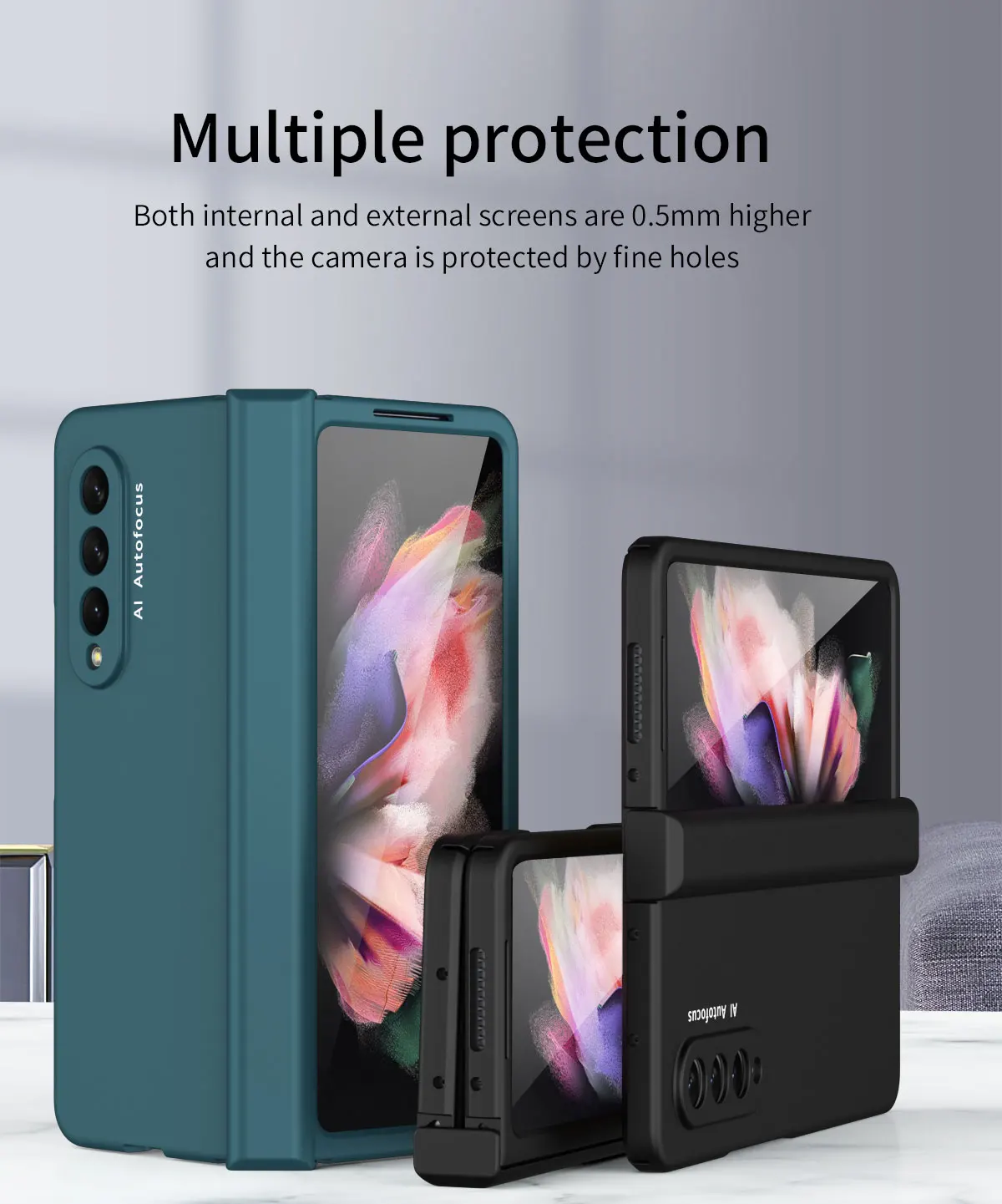 for samsung galaxy z fold 3 hinged coverage full body phone case w22 5g armor slim protective cover with front screen glass film free global shipping