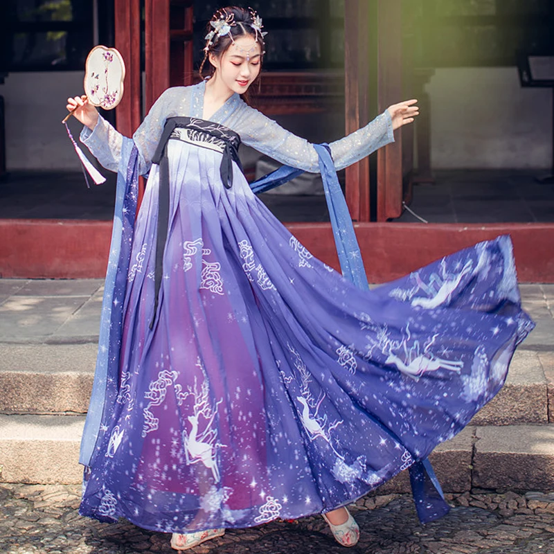 Женское платье Hanfu модель 2020 года комплект одежды в стиле китайской древней