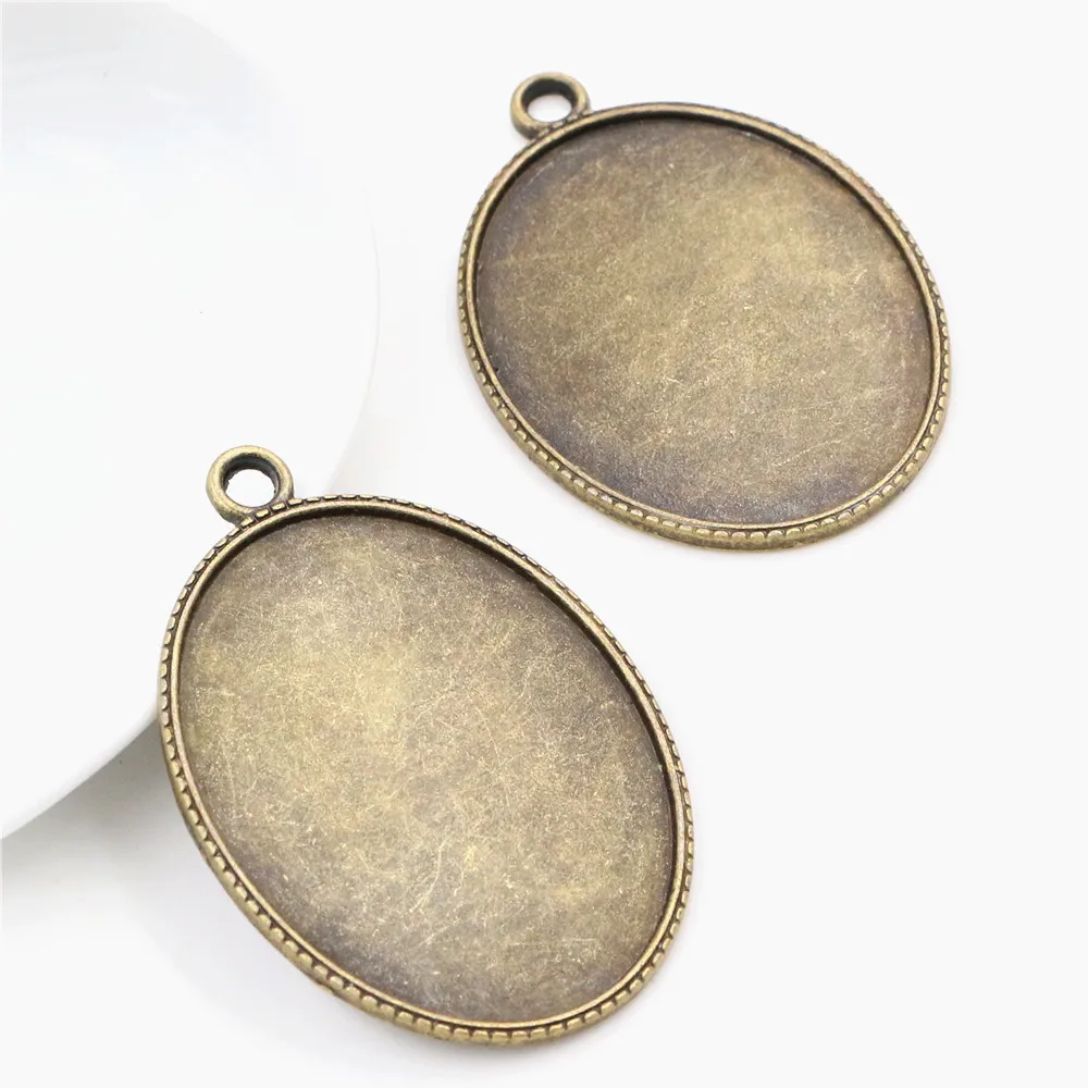 

5pcs 30x40mm Inner Size Antique Bronze And Antique Silver Plated Colors Fashion Cabochon Base Setting Charms Pendant