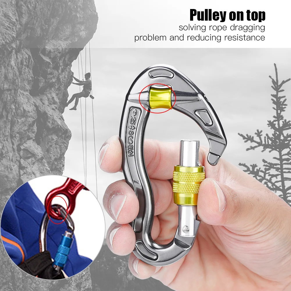 

Climbing D Carabiner 25kN CE / UIAA Screw Locking Rock Climbing Carabiner Safety Lock Buckle Rescue Mountaineering Equipment