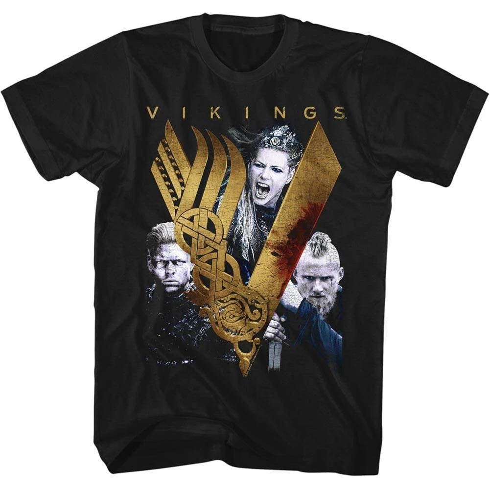 VIKINGS Мужская футболка с коротким рукавом черная классная Повседневная для мужчин