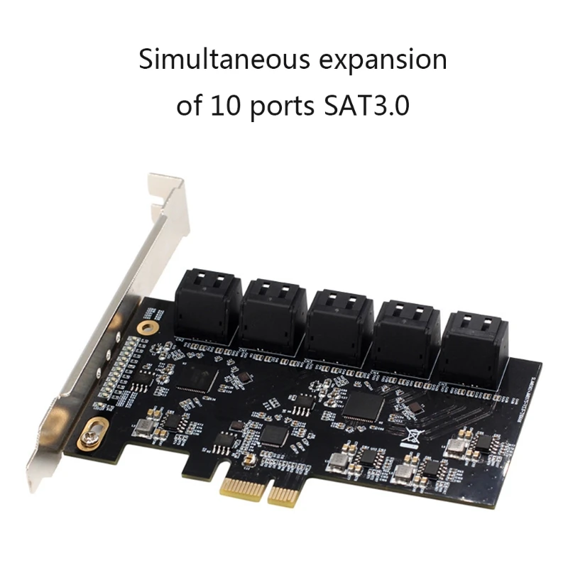 Internal 10 Port Soft Raid SATA III 6GB/S Pci-E X1 Controller Card for Desktop PC Support SSD HDD w/ Low Profile Bracket