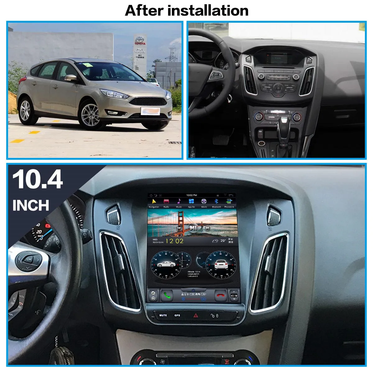 

For Ford focus 2010-2017 64G Verticl screen Tesla style Android 9.0 Car multimedia Player car GPS audio radio stereo head unit