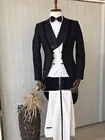 Мужской свадебный костюм, пиджак, брюки, галстук, жилет, A195