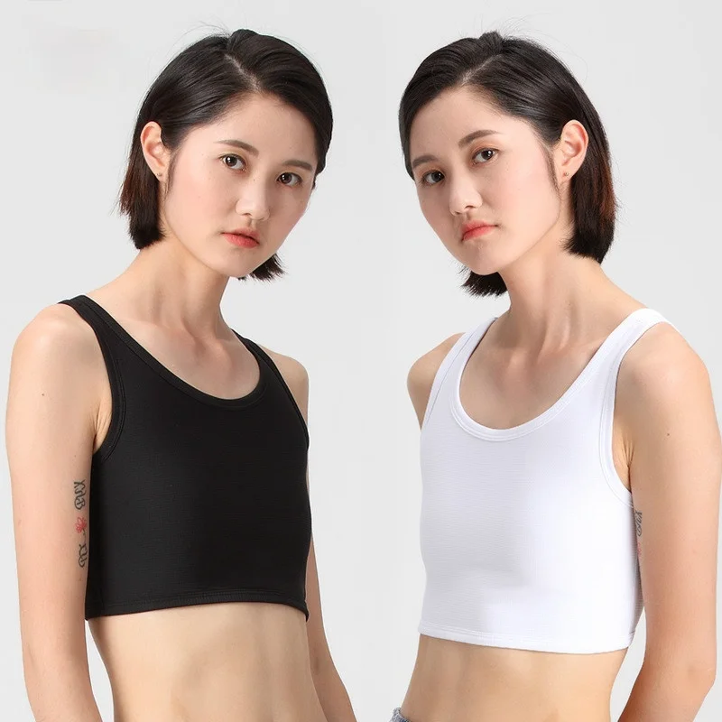 Women Breast binder Buckle Short Chest Casual Tran Top Breathable Buckle Tops Casual Vest Breast Binder Tops Shapers