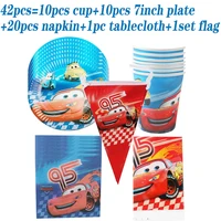 disney cars lightning mcqueen themes party decorations set disposable tableware happy birthday party supplies paper cups plates