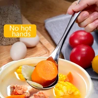 soup spoon sus 304 stainless steel soup ladle deeper heavy solid long handle big spoon family hotel hot pot spoon