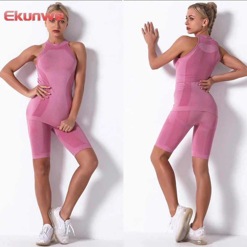 

Yoga Vest Sets For Women High Waist Sports Shorts Suits Seamless Training Yoga Sets Tracksuits Workout Gym Clothing Sports Suits