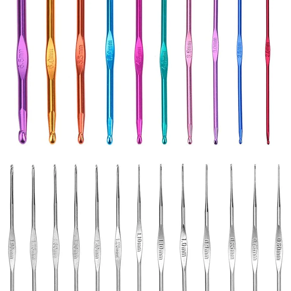 

100pcs Crochet Hook Set with Storage Bag Knitting Needles Sewing Tools Gauge Scissors Stitch Holder Portable Sewing Tool Set