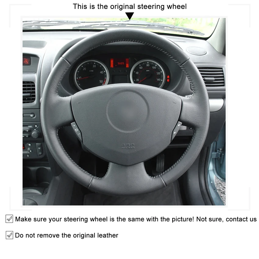Чехол на руль из натуральной кожи для Renault Clio 2 2001-2005 Dacia Sandero 2008 2009 2010 2011 2012 |