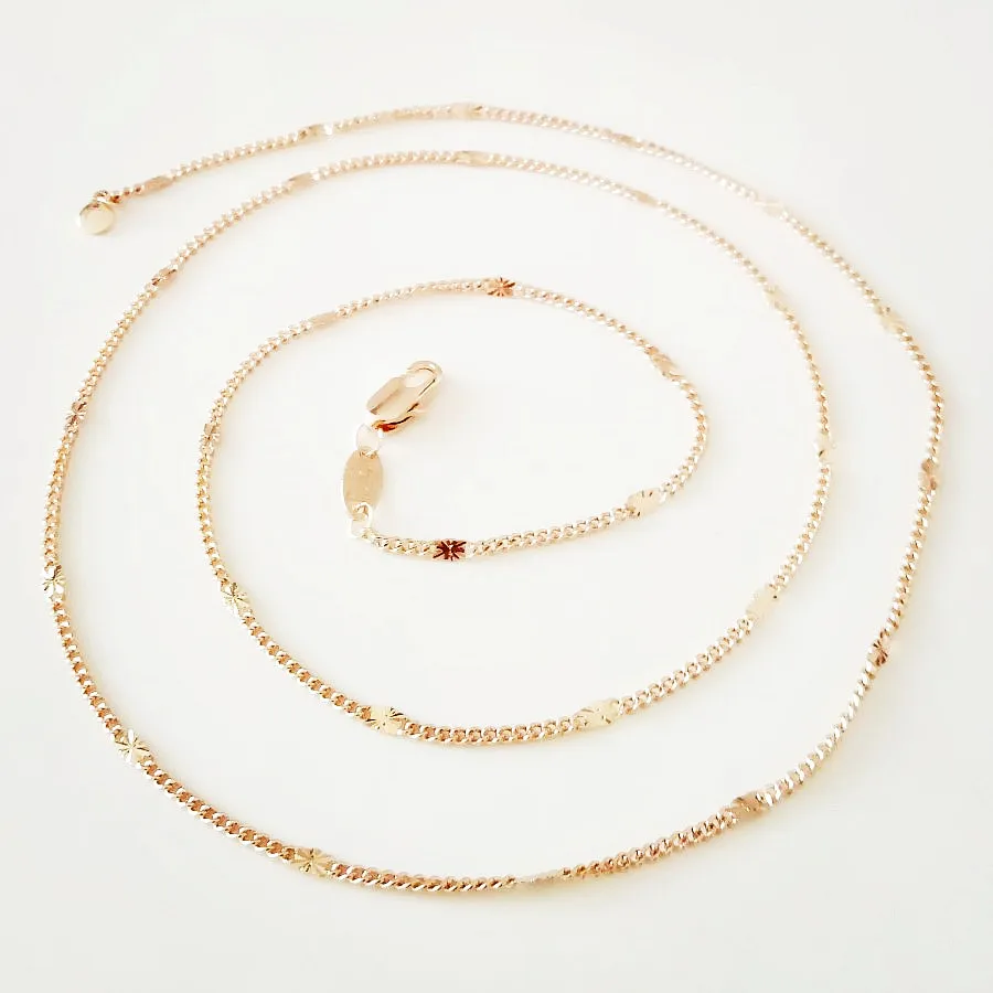 Ожерелье женское из меди под розовое золото 585 пробы 60 см|long necklace|fashion necklacenecklace