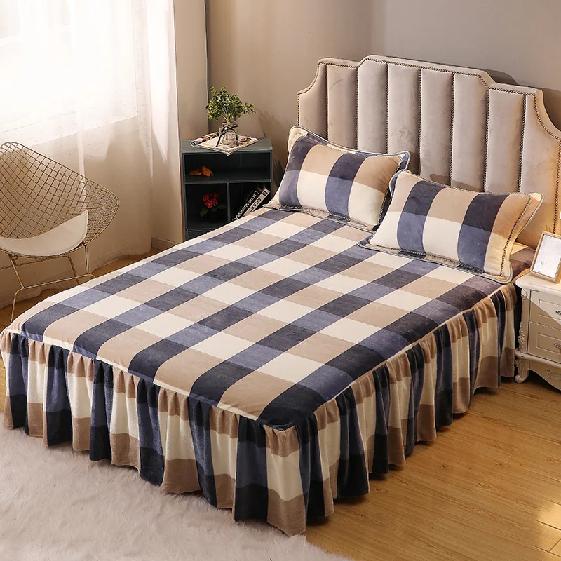 Роскошный мягкий теплый флисовый комплект для кровати с эластичными оборками и