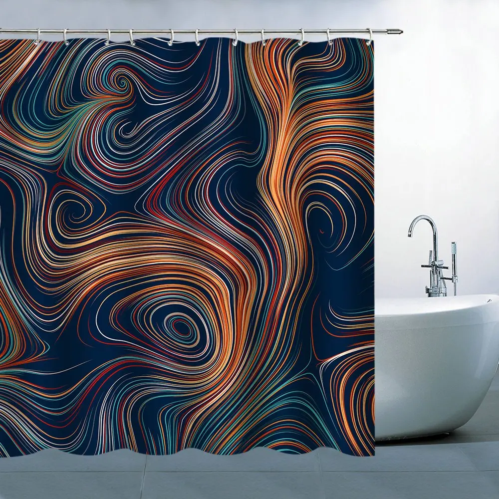 

Colorful Lines Decor Shower Curtain Waterproof Bath Curtains For Bathroom Bathtub Bathing Cover Toilet Door Curtain