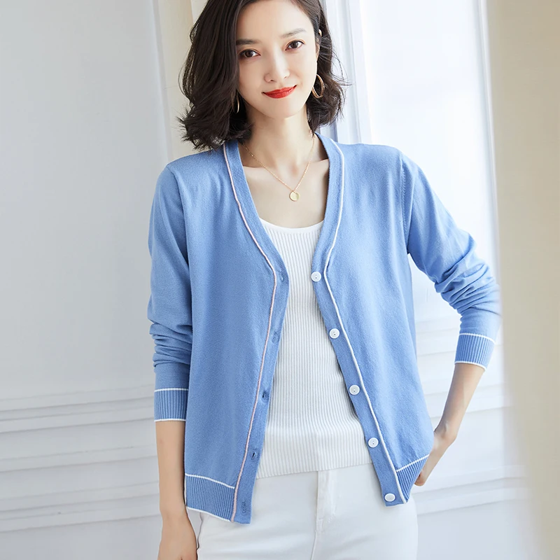 

New Arrival Lady Wool Knitwear New Autumn Female Plain Knit Cardigan Long Sleeve