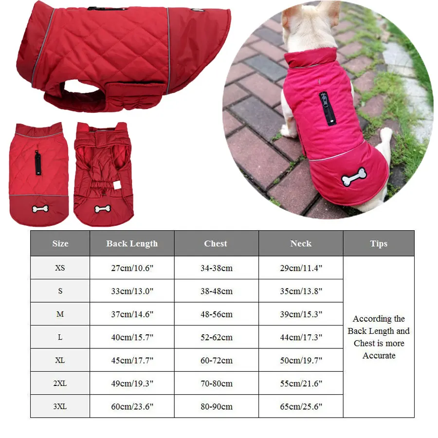 

Dog Clothes Winter Waterproof Dog coat for Small large Dog Reflective Dog Jacket Flexible Chest Dogs Harness Vest
