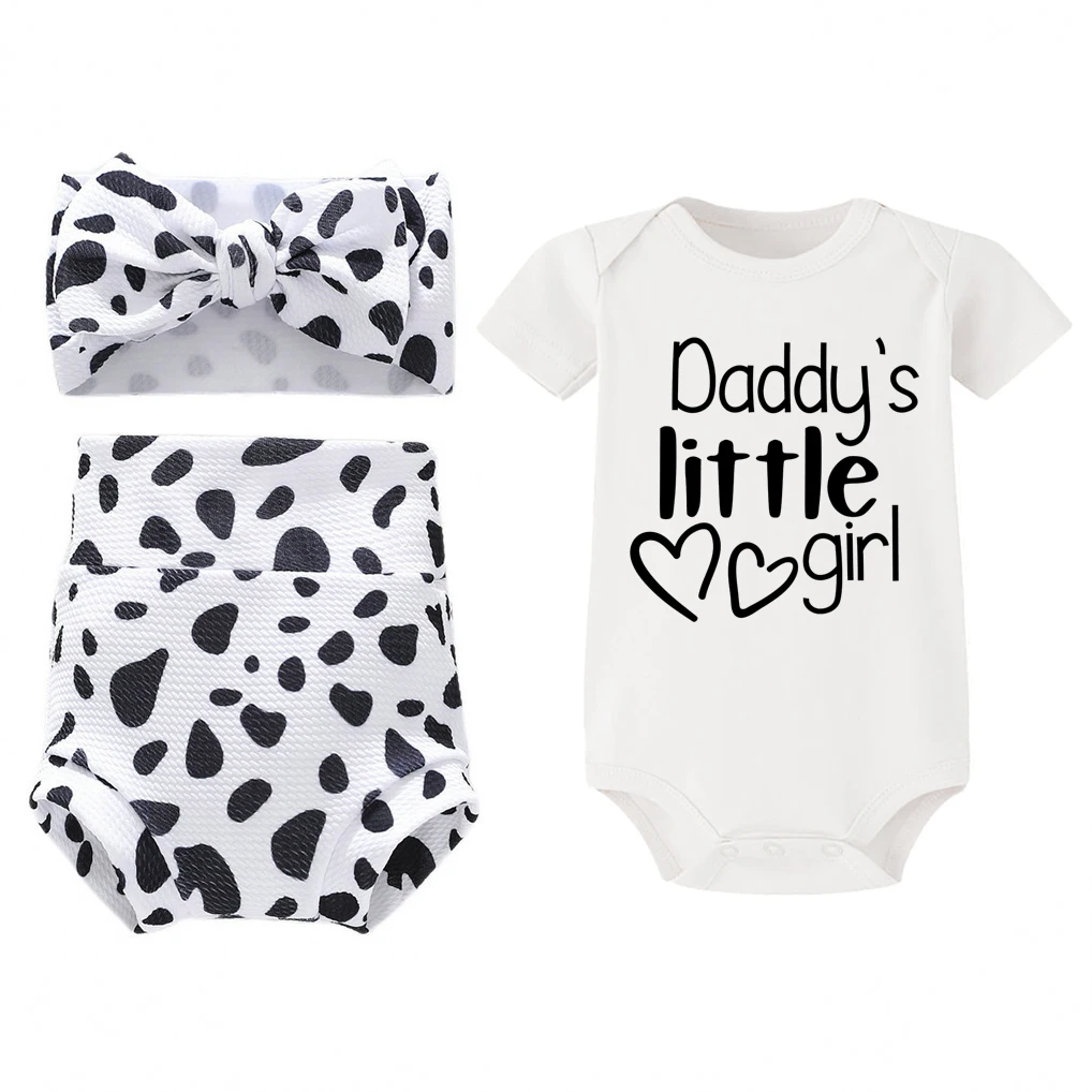 Conjunto de ropa para ni&ntilde;a reci&eacute;n nacida, Pelele de manga corta, Tops, pantalones cortos con lazo, diadema, 3 uds.-5