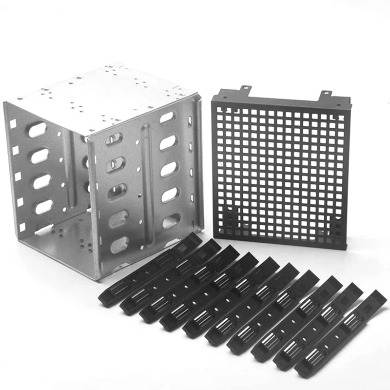 5 25 inch to 5x3 5 inch hdd hard drive cage rack diy hard disk box for 3 5 inch hard disk box computer storage expansion free global shipping