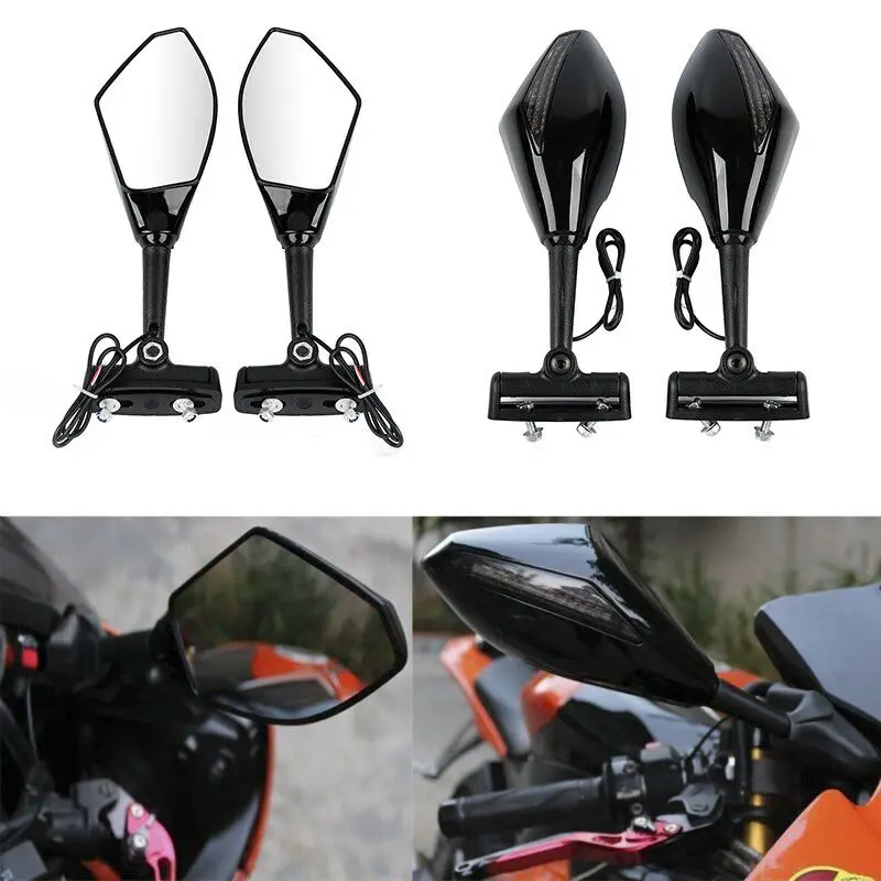 Мотоциклетные универсальные зеркала заднего вида с поворотниками светодиодные