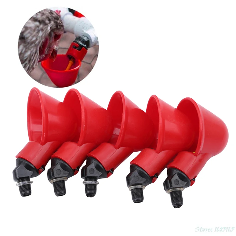 

5 Pcs/Set Poultry Water Drinking Cups Plastic Poultry Chicken Hen Bird Automatic Drinker Water Feeder Farm Animal Supplies