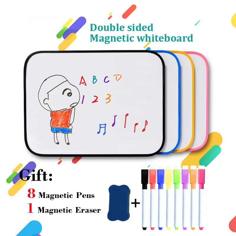 

A4 Size Magnetic Mini Whiteboard Double-sided Writing Kid Dry Erase Drawing Board School Home Practice Message Bulletin Board