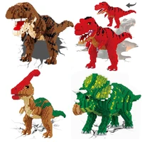 4 new balody dinosaur blocks classic cartoon anime diamond building blocks triceratops model tyrannosaurus rex bricks toys