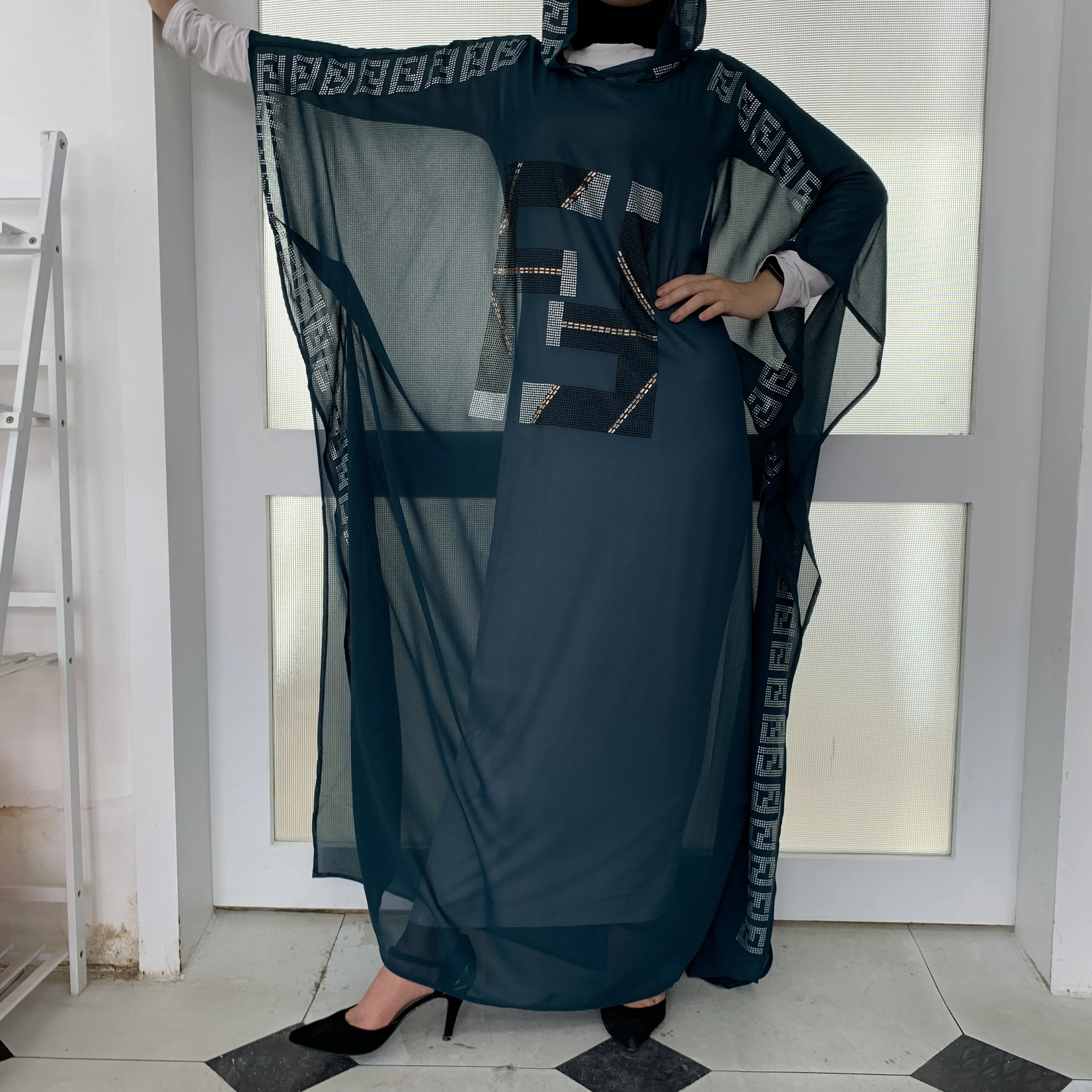 Платье-Макси женское кружевное Модная элегантная мусульманская абайя Длинное