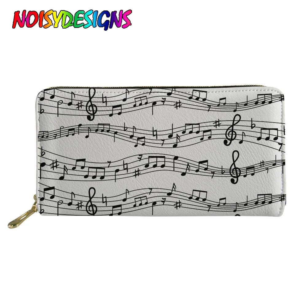 Женские кожаные кошельки NOISYDESIGNS классические с принтом в виде музыкальных нот