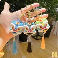 lion dance head keychain lucky fortune chinese wind car key chain bag pendant creative small gift