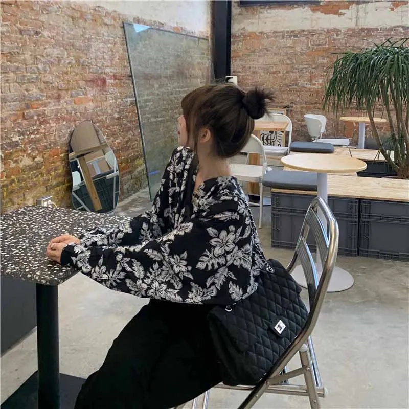 Женские повседневные топы с цветочным принтом модные женские осенние Топы