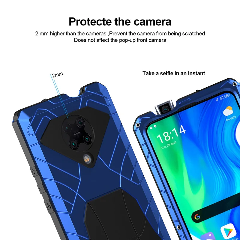 for xiaomi poco f2 pro redmi k30 pro poco x3 nfc pro case hard aluminum metal heavy duty protection cover with tempered glass free global shipping