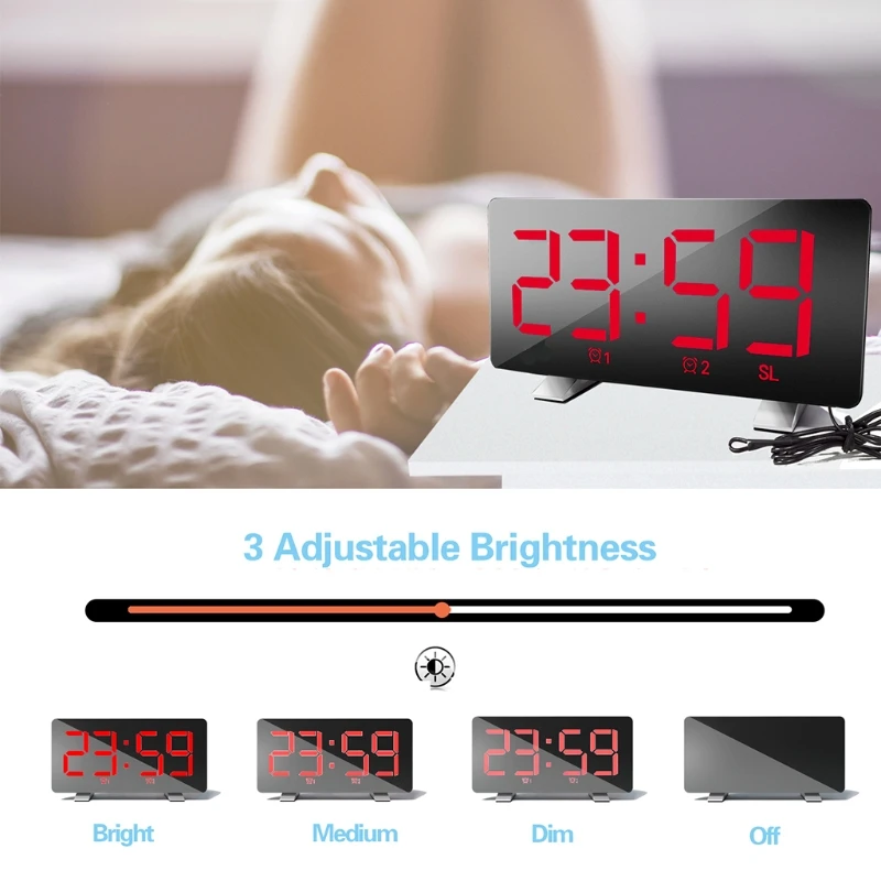 

1 Set Led Digital Projection Snooze Electronic Clock Alarm Clock Display Projector Radio USB Rechargeable Device