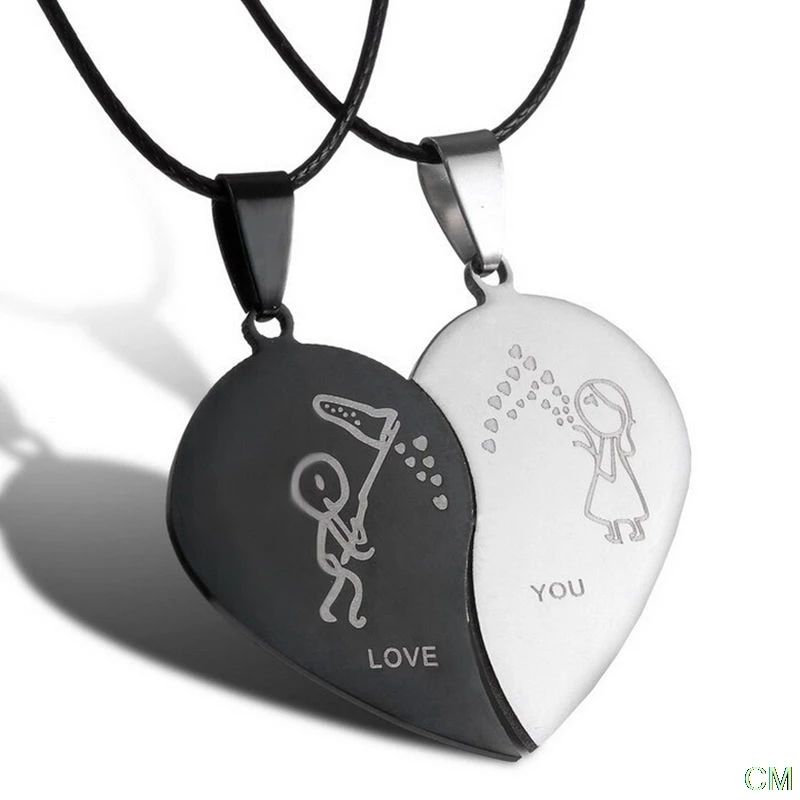 

Couple Necklace Broken Heart Necklaces & Pendants Lovers Necklace Jewelry Engrave love you Valentine's Day Gift Necklace