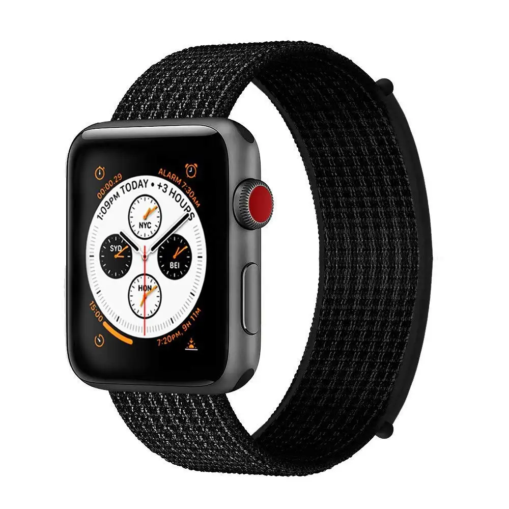 Ремешок для Apple Watch 5 4 3 2 40 мм 44 38 42 нейлоновый мягкий дышащий сменный ремешок петля
