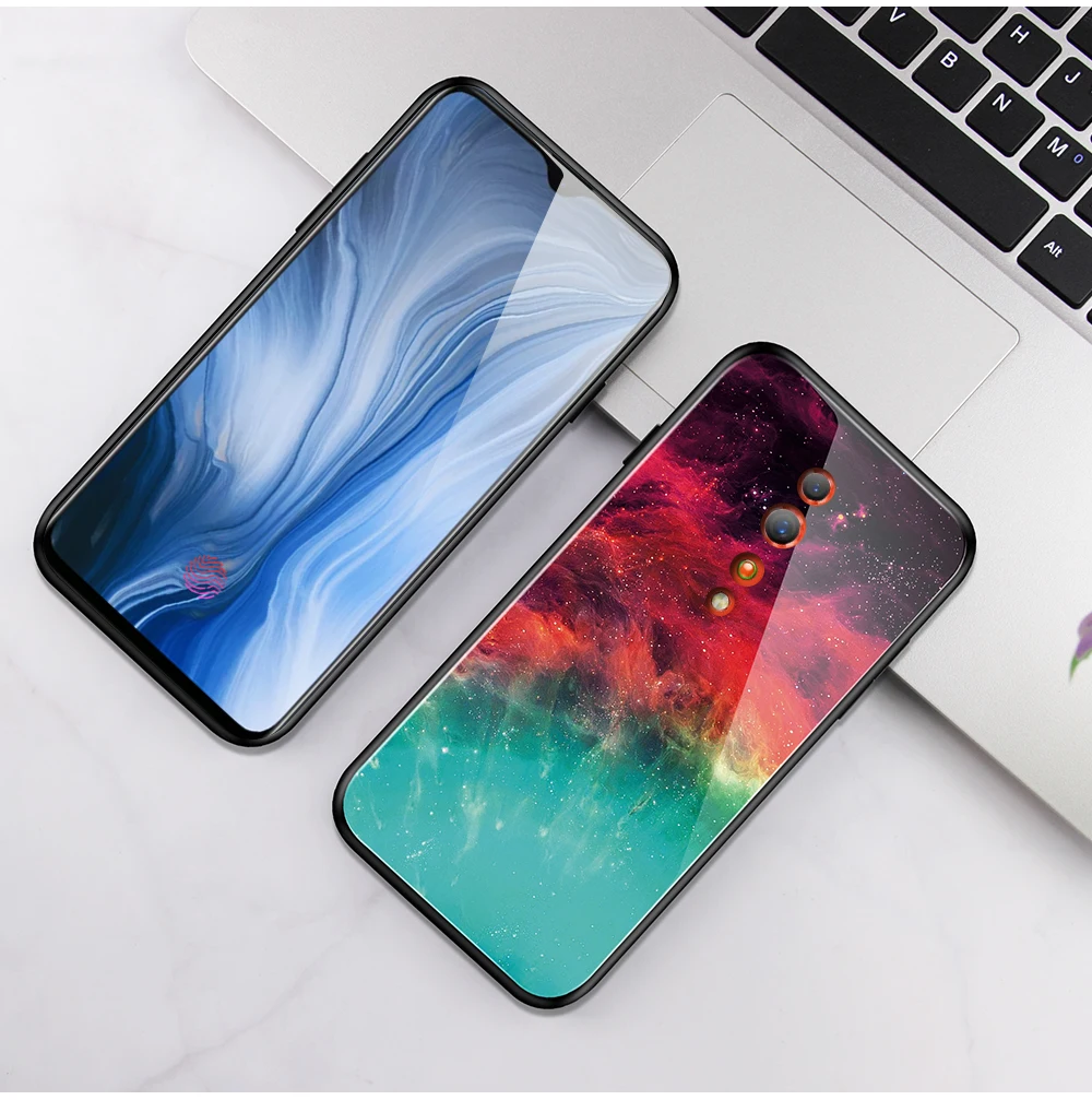 Градиентный чехол из закаленного стекла для OPPO Find X A9 R17 F11 pro K1 Reno 10x zoom Z A1K Realme 3 Pro Lite R15X чехол для телефона