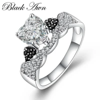 black awn classic 925 sterling silver jewelry heart wedding rings for women c398