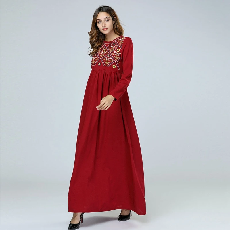 Женское элегантное этническое платье с цветочной вышивкой свободного размера