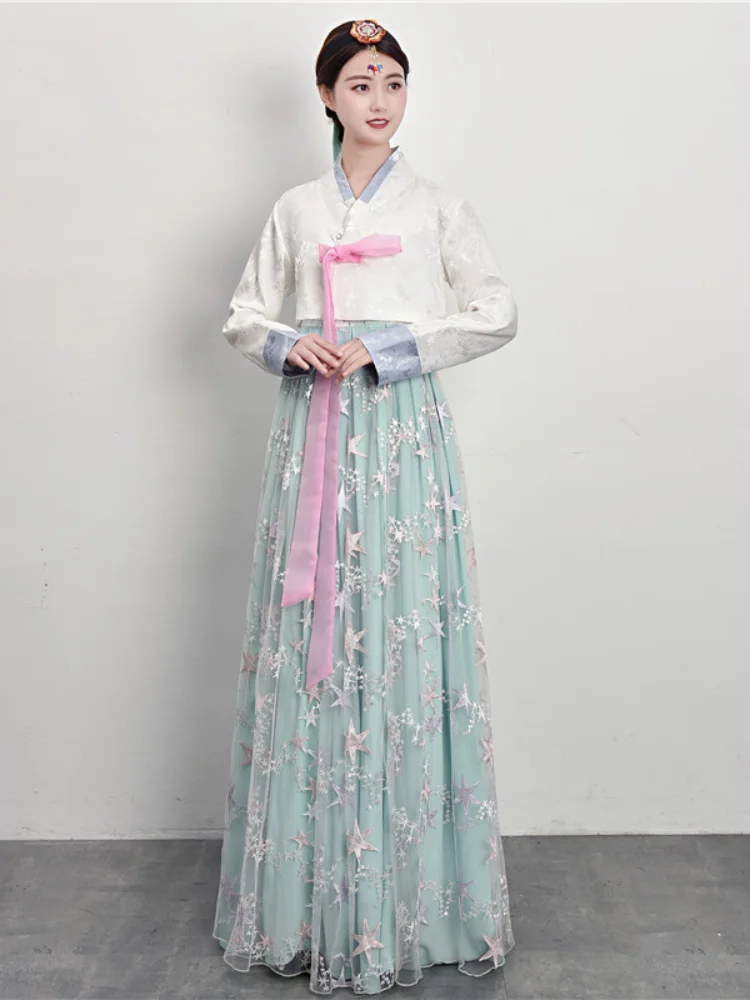 Традиционная корейская одежда женское платье Hanbok азиатское этническое Ретро