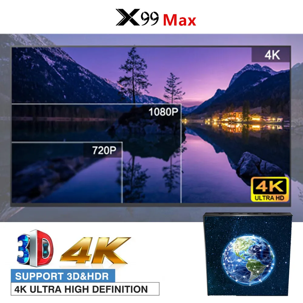 ТВ-приставка Docooler X99 Max Android 9 0 UHD 4K 4 + 32/64 ГБ | Электроника