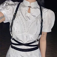 y demo punk pu leather strap belts women harajuku adjustable dance buckles dress belts female 2021
